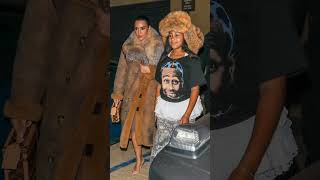 #shorts Kim Kardashian and North West wear matching fur outfits as they grab dinner