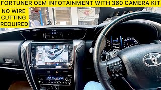 Fortuner 360 degree camera kit installation in orignal infotainment system with proper coupler