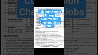 Paec Chashma jobs 2023 #Atomic