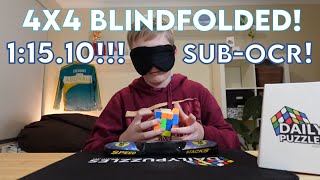 1:15.10 PB 4x4 Rubik's Cube Blindfolded Solve!