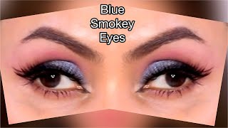 Blue smokey eyes | Eye shadow makeup tutorial for beginners