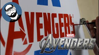 I Hand painted this AWESOME Marvel AVENGERS lettering & logo for my studio | Sign Painting