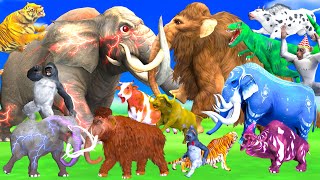 10 Mammoth Elephant Cow vs 10 Zombie Elephants Giant Tiger Fight Cow Baby Saved By Woolly Mammoth