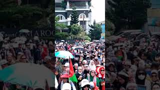 save Palestine # Tugu kujang di penuhi warga Bogor