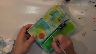 Quick abstract junk journal page with GelliPlate clean up paper