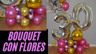 arreglo de globos con numeros grandes facil bouquet de globos con flores  decoración  para 30 años