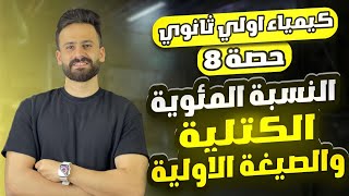 كيمياء اولي ثانوي الباب الثاني ll النسبة المئوية الكتلية والصيغة الاولية ترم اول حصة (8)