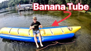 Water Tubing with a GIANT Banana Tube!