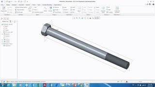 Practice #16A: Helical Sweep commands using PTC Creo Parametric-M22 coarse thread hexagonal bolt