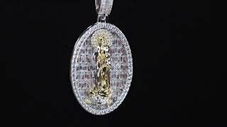 Iced out Virgin Mary Pendant, Diamond Virgin Mary Pendant, Baguette Virgin Mary Pendant