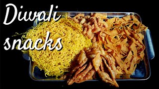 One time 4 different snacks | Diwali snacks | Butter murukku | Namak pare | Oma podi | Ribbon pakoda