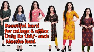 Beautiful kurti for office college | kurti under 130 rs each | Meesho haul | crepe kurti shorts