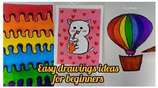 12 Easy drawing ideas for begginers.💥Try this when you are bored. #creativeart #easydrawing #art