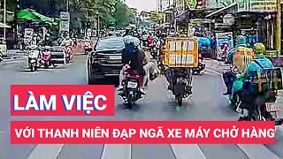 Công an làm việc với thanh niên đạp ngã xe máy chở hàng ở Bình Tân