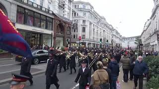 Band of the Salvation Army marching through London after Remembrance Service