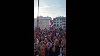 #genoa festa promozione serie A - cori supporter #gradinatanord - Piazza de Ferrari