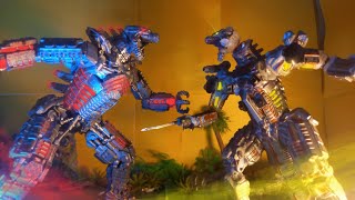 Mechagodzilla vs. Kiryu, an epic battle stop motion.