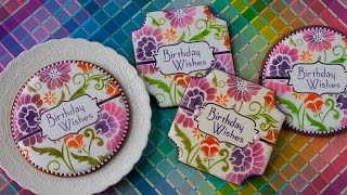 "Birthday Wishes" Prettier Plaques Stenciled Cookie