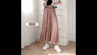 Loose Pleated Chiffon Pants Elastic High Waist Thin Wide Leg Pants