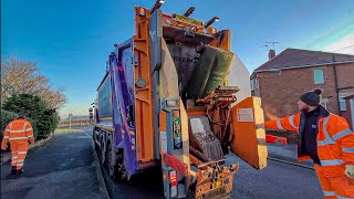 Christmas Recycling! Dennis Elite 6 Bin lorry on Paper & Cardboard, OWA