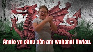 Annie yn canu cân am wahanol liwiau.