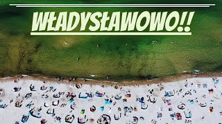 Władysławowo słoneczna plaża z lotu ptaka 4K