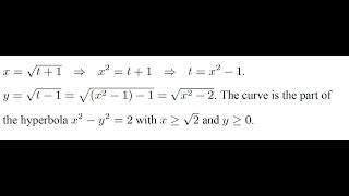 Eliminate parameter from the Parametric Equations to Find the Cartesian Equation in x and y