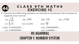 Q2 Exercise 1C Chapter 1 Number System Class 9th Maths from RS Aggarwal | Paradise Educator