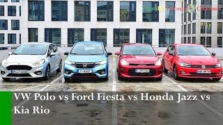 Test Comparativo 2019 Volkswagen Polo vs 2018 Ford Fiesta vs 2018 Honda Jazz vs 2018 Kia Rio | 0423