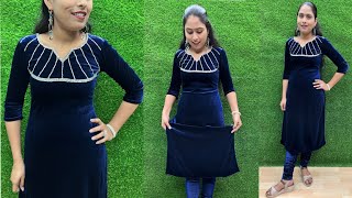 Priya di ka New Year Dress / Velvet Kurti with Designer Neck Cutting and Stitching