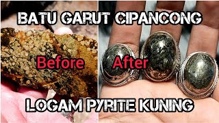 Batu Garut Cipancong Logam Pyrite Kuning Dasar Hitam