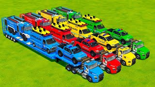 TRANSPORTING POLICE CARS, FIRE TRUCKS & LIFEGUARD VEHICLES WITH MACK TRUCKS! Farming Simulator 22