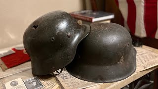 WW2 German Helmet with Battle Damage