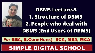 Structure of DBMS | People who deal with DBMS | Components of DBMS | Users of DBMS | DBMS Lecture-5