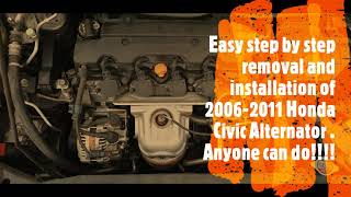 Easy step by step remove and replacement of 2006-2011 Honda civic alternator.