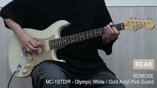 WhiteGuitars - MOMOSE / MC1-STD/R - Olympic White / Gold Acryl Pick Guard