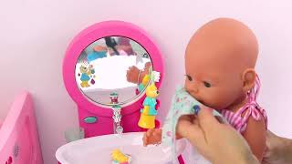 Love & Care :   Pretend play with Baby Dolls Brush teeth and shower before Bed, Wardrobe