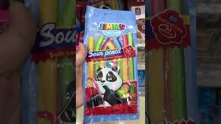 SOUR PENCIL JIMMY THE PANDA | SOFT CANDY W/ FRUITS FLAVOUR #shorts #sour #candy #panda #jimmy #soft