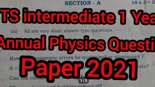 TS intermediate 1year Annual physics Question paper 2021 students mee kosam education