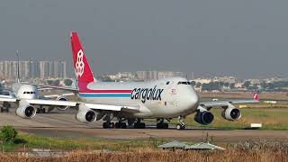 B747 Cargolux reg. LX-GCL taking off runway 25L VVTS