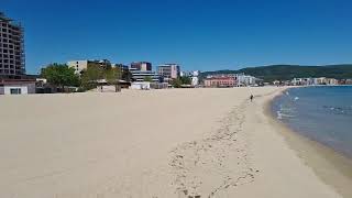 Sunny beach from on the pier