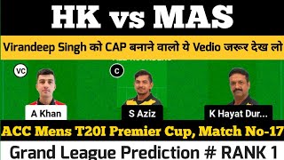 HK vs MAS dream11 prediction, HK vs MAL Dream11 Prediction, Hong Kong vs Malaysia Dream11 prediction