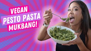 VEGAN PESTO PASTA MUKBAG! | FT. TRADER JOE'S KALE PESTO