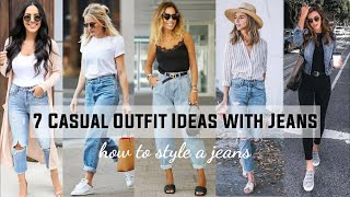 7 casual outfit ideas with jeans || Casual Outfit ideas for college girls 2021 || girlsfashiontrend