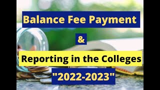 Balance Fee Payment & Reporting in the Colleges 2022-2023