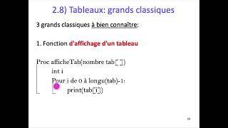 [ALGO1] Chap. 1 Pseudo-code - Part. 5 : Tableaux