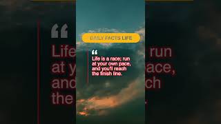 Life is a race; run at your own pace, and you'll reach the finish line. #Short