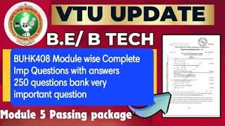 BUHK408 Module wise Complete Imp 250 Questions with answers passing package #vtu#engineering