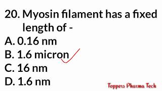 Human Anatomy and Physiology MCQ - 1 | Pharmacist Exam Question Paper