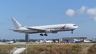 ABX Air Cargo Boeing 767-300ER landing at Los Angeles International Airport KLAX runway 24R